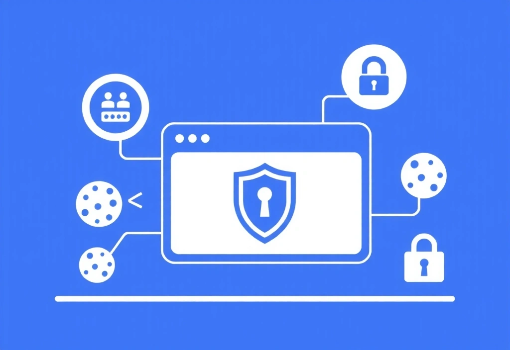 Cookie policy illustration showing website data protection